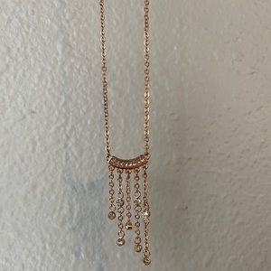 BCBGeneration Crystal Fringe Rose Gold Necklace